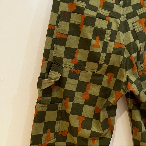 BDG,size 25, pants with chess board and chess print green and orange - Picture 4 of 5